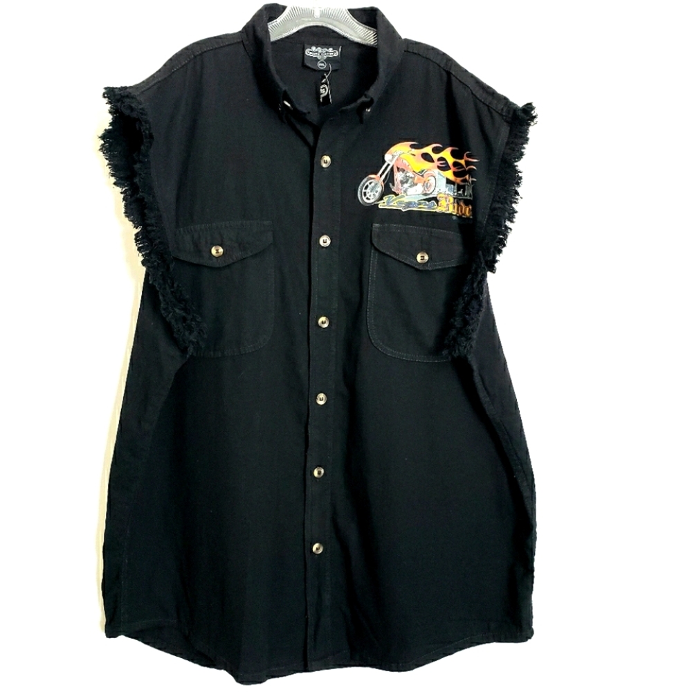 Nwt Sports Gallery Black Fringe Sleeveless Shirt